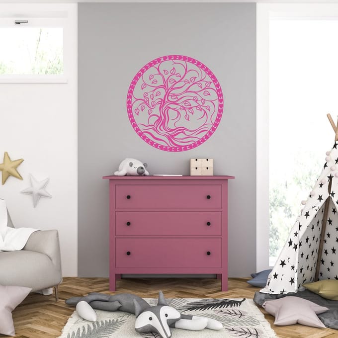 Muursticker - Tree Of Life - 40,6 x 40,6 - Roze