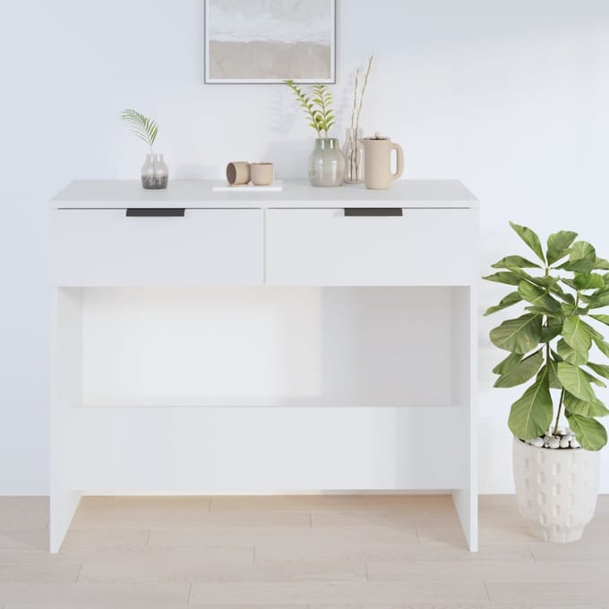 vidaXL - Wandtafel - 90x36x75 - cm - bewerkt - hout - wit