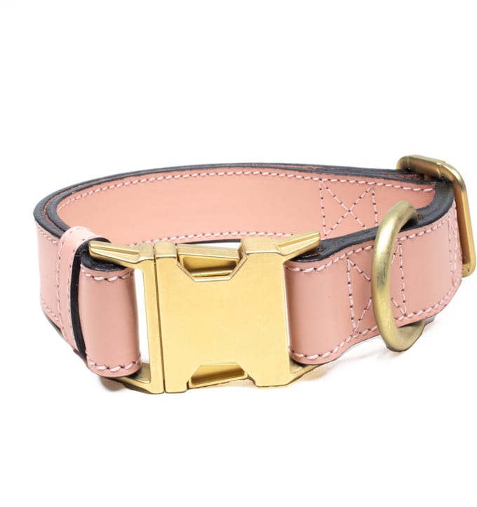 Luxe Halsband voor Honden - Echt Leer / Leder Reflecterend Verstelbaar 26 Cm-40 Cm x 2 Cm-Roze