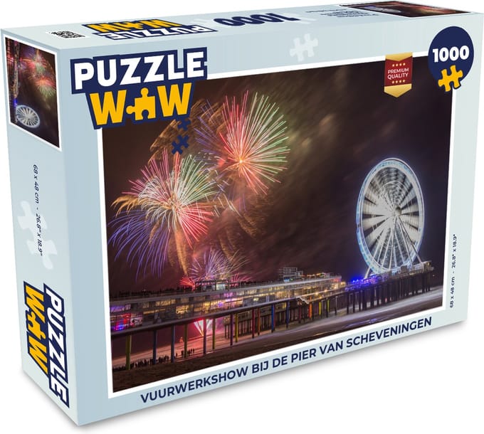 Puzzel Vuurwerkshow bij de Pier van Scheveningen - Legpuzzel - Puzzel 1000 stukjes volwassenen