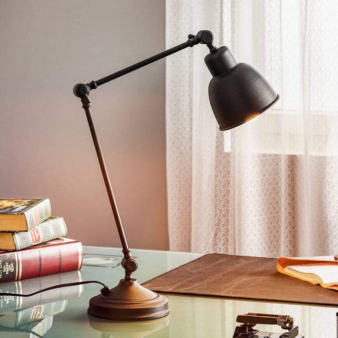 Euluna Tafellamp Emoti, zwart, 45 cm hoog, verstelbaar