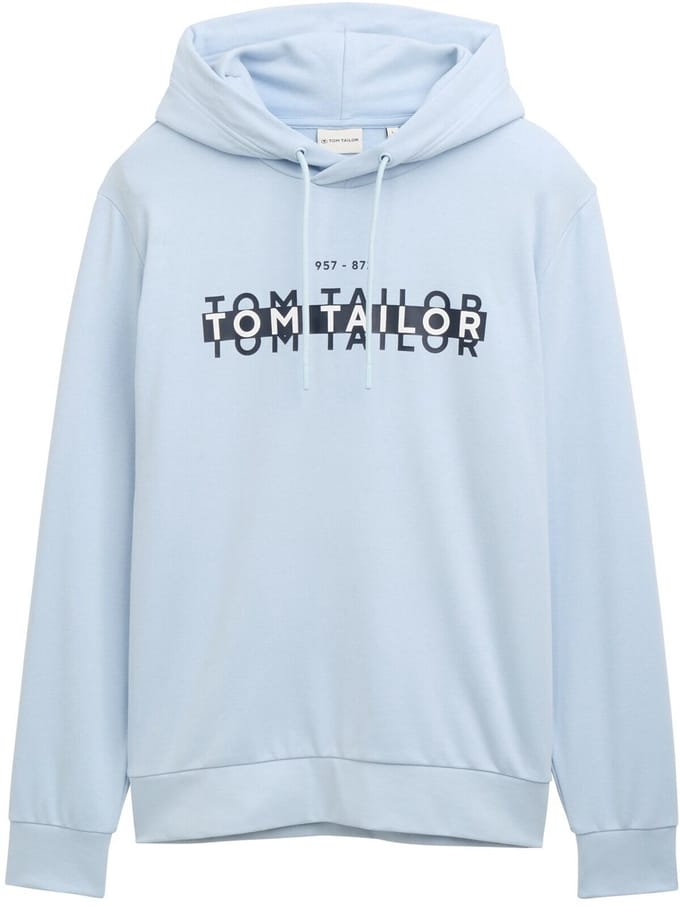 Tom Tailor - Hoodie sweatshirt met logoprint - Maat S - Light Metal Blue