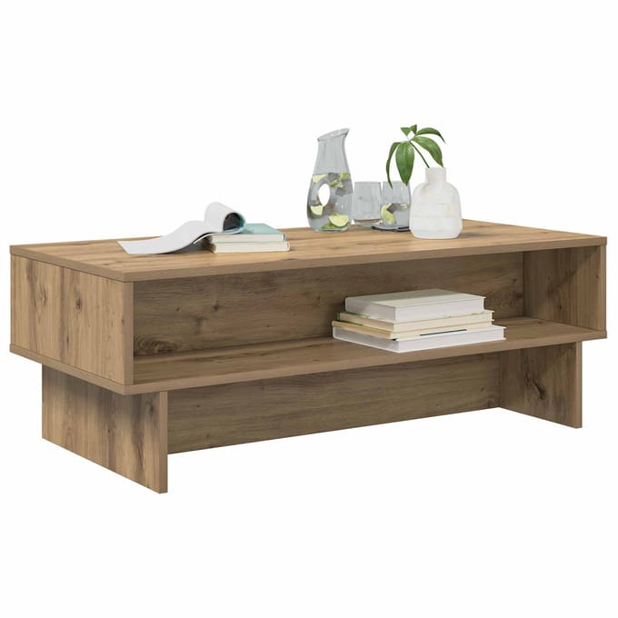 vidaXL - Salontafel - Artisan - Eiken - 100 - x - 46 - x - 35 - cm - Bewerkt - hout