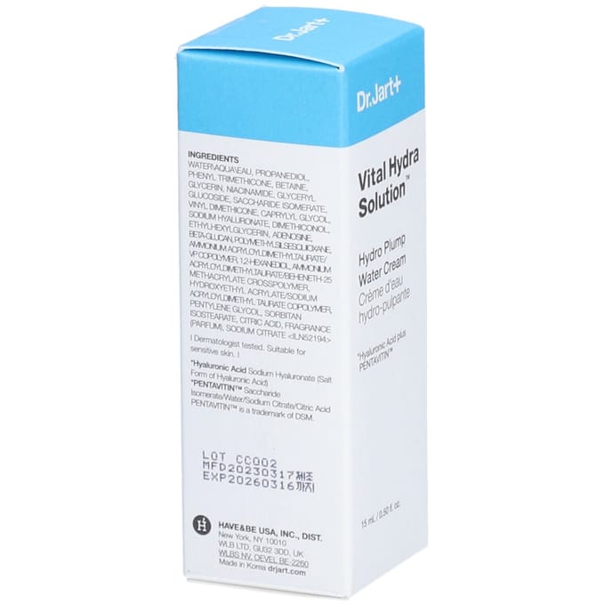 Dr Jart+ - Vital Hydra Solution Hydro-plump Verjongende Hydraterende Crème - 15 ML