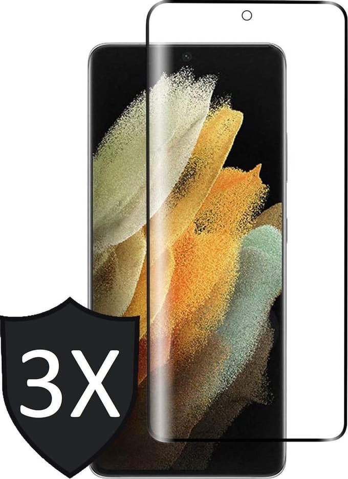 Screenprotector geschikt voor Samsung S21 Ultra - 3x Full Glas PET Folie
