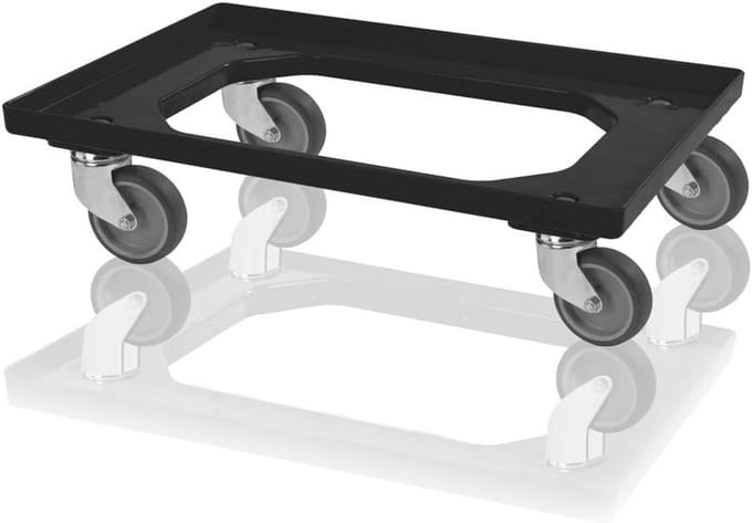 Transportroller - Containerwagen - Containers Verplaatsen - Rubberen Wielen - 62x42x17 cm - Zwart
