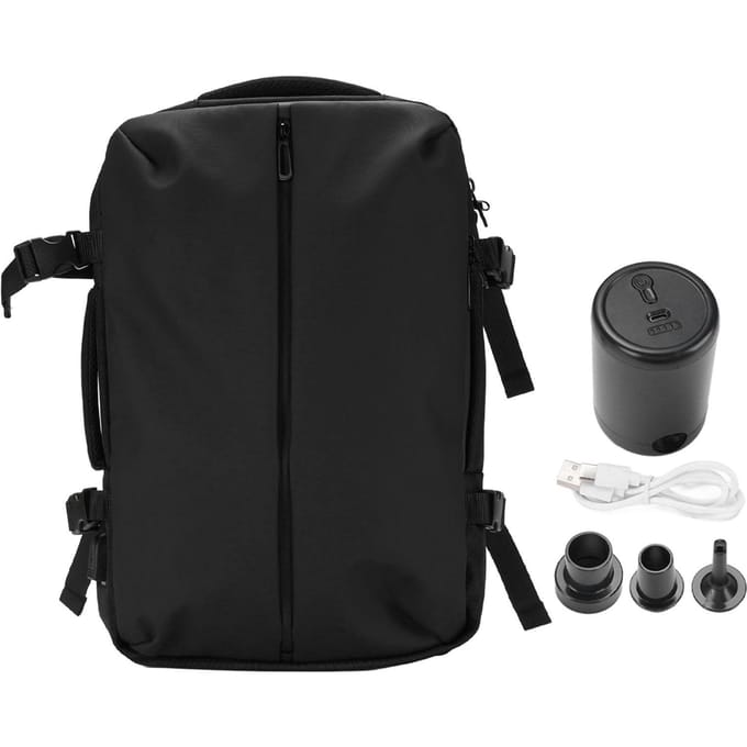 Stofzuiger Rugzak 22L-55L Uitbreidbaar Grote Capaciteit Regenbestendig Reis Compressie Rugzak met USB black