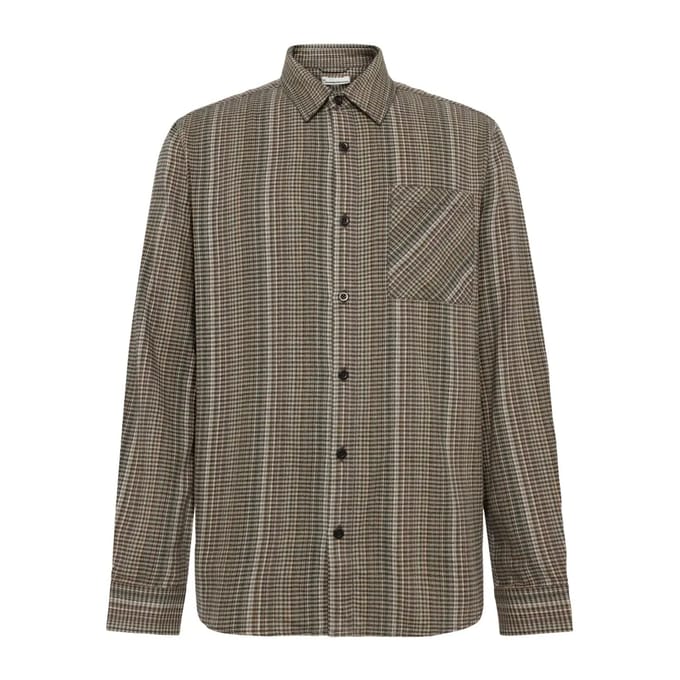 Geruite Overhemd Lange Mouwen Organisch Katoen KnowledgeCotton Apparel Dune