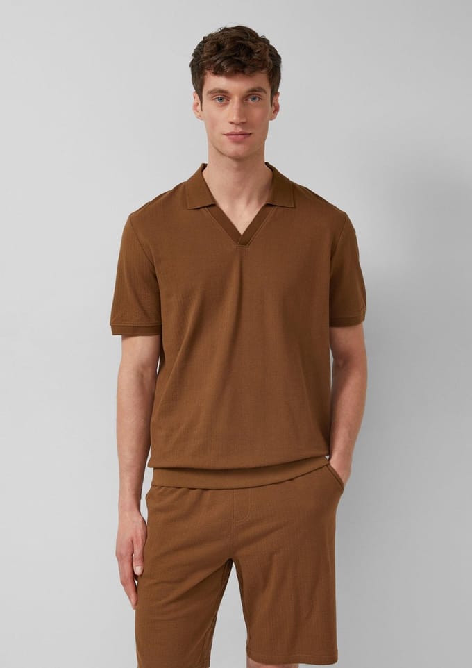 s.Oliver - male - Poloshirt van getextureerde katoenjersey