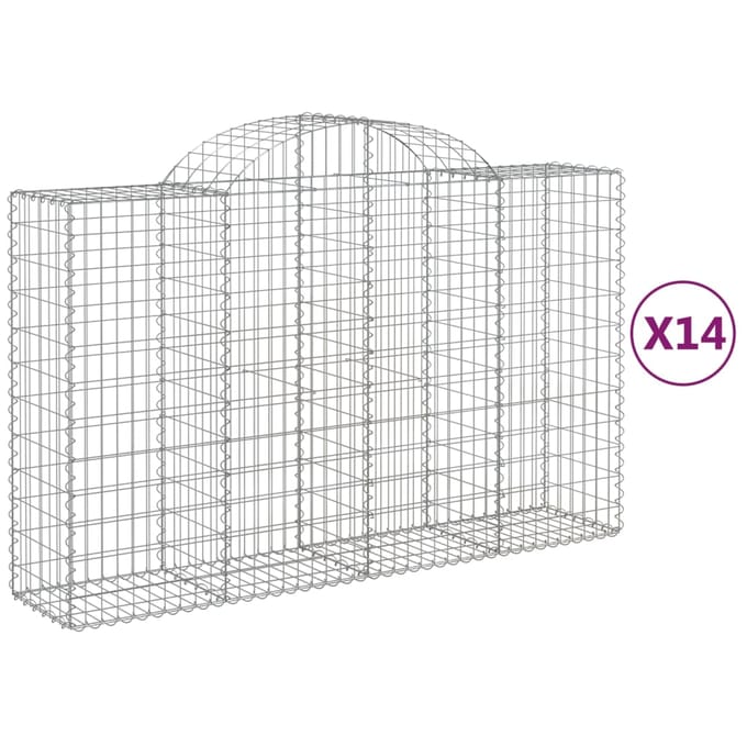 vidaXL - Schanskorven - 14 - st - gewelfd - 200x50x120/140 - cm - ijzer