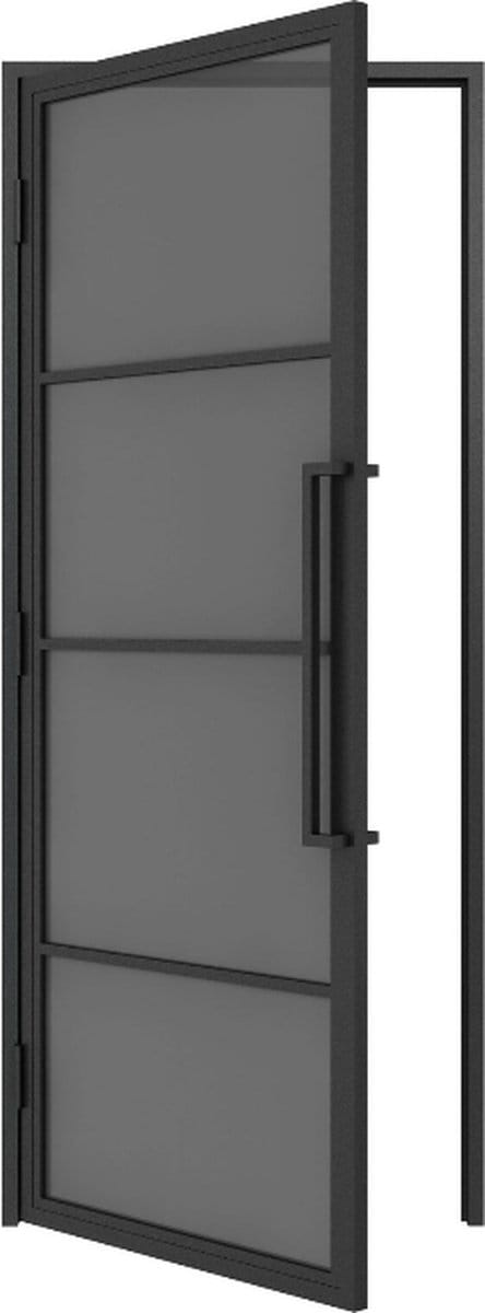 Stalen Deur - met Kozijn - 4 Vlaks - Rook Glas - Linksdraaiend