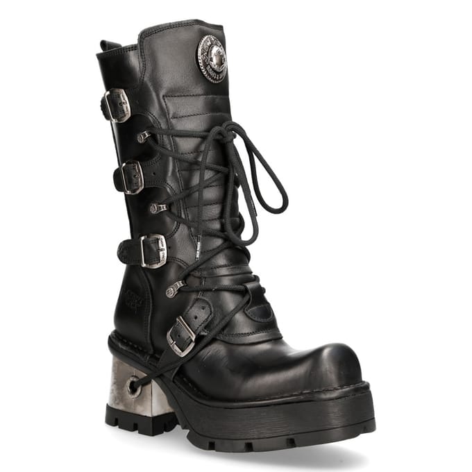 New Rock leren gothic halfhoge kuitlaarzen voor dames-373-S33