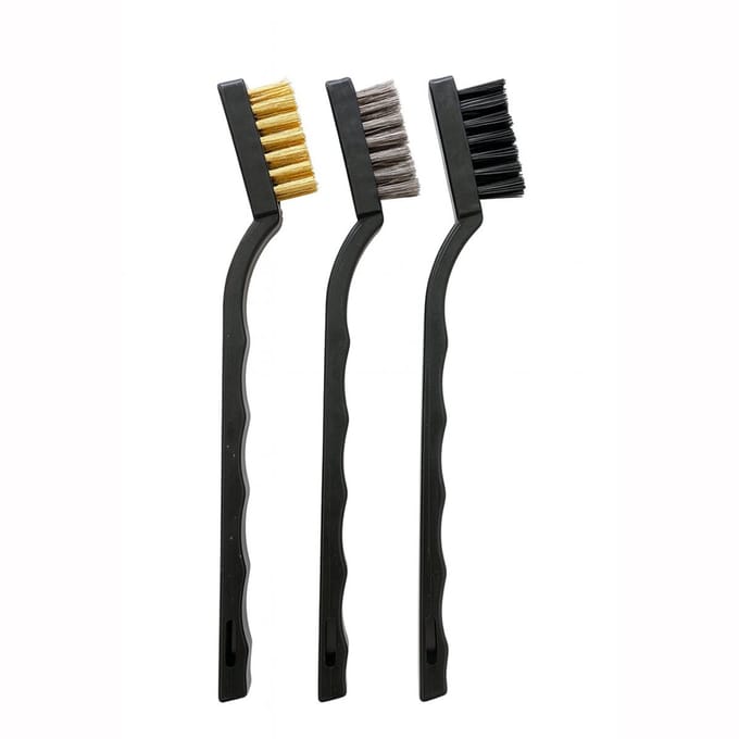 DW4Trading Mini Staalborstels Set van 3 Nylon, Messing en RVS 17 cm Handborstels