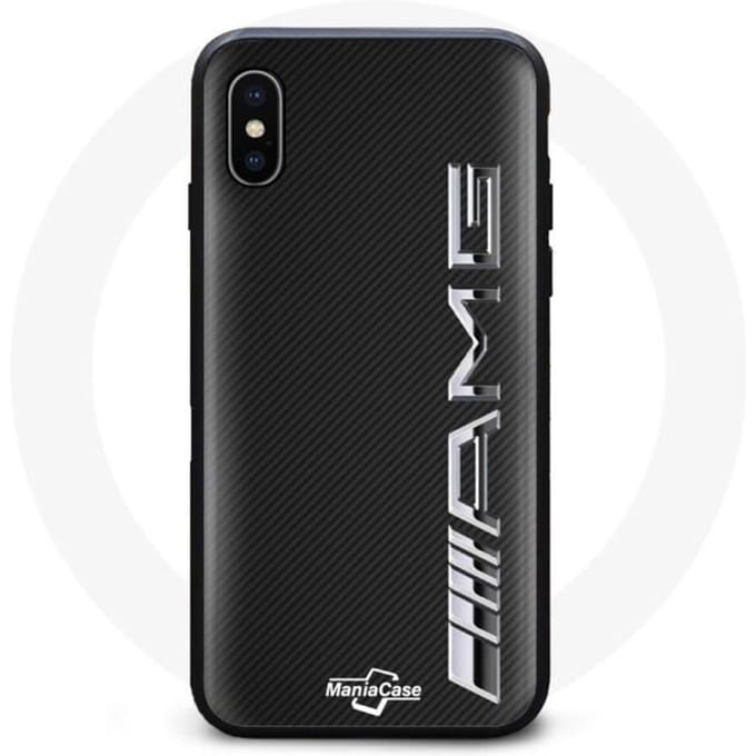 Hoesje - AMG - Iphone XS Max - Carbon - Zwart - Schokbescherming zwart