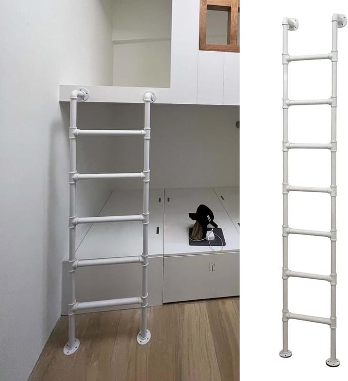 Stapelbedladder - Vluchtladder - Veilig Omhoog - Verstelbare Hoogte - 45cm Breed - Wit