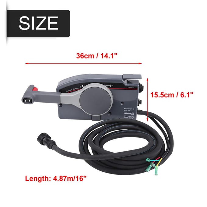 Boîtier de commande à distance à montage latéral pour moteur hors-bord de bateau avec 10 broches pour 703 ?48205?16 black