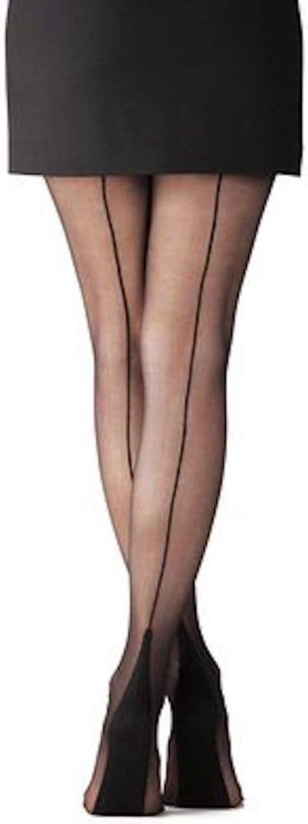 Platino zwarte 20den  panty met naad maat 38/40