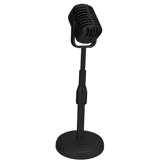 Simulatie ouderwets microfoonmodel met stabiele basis en steunstang Retro-stijl microfoonset zilver