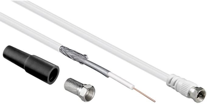 Goobay 100 dB coaxiale antennekabel set, dubbel afgeschermde LNB aansluitkabel met F-stekkers, 10 m