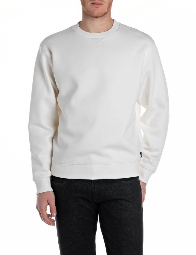 Replay Heren Sweatshirt regular fit Wit 3XL Ronde Hals Volwassenen