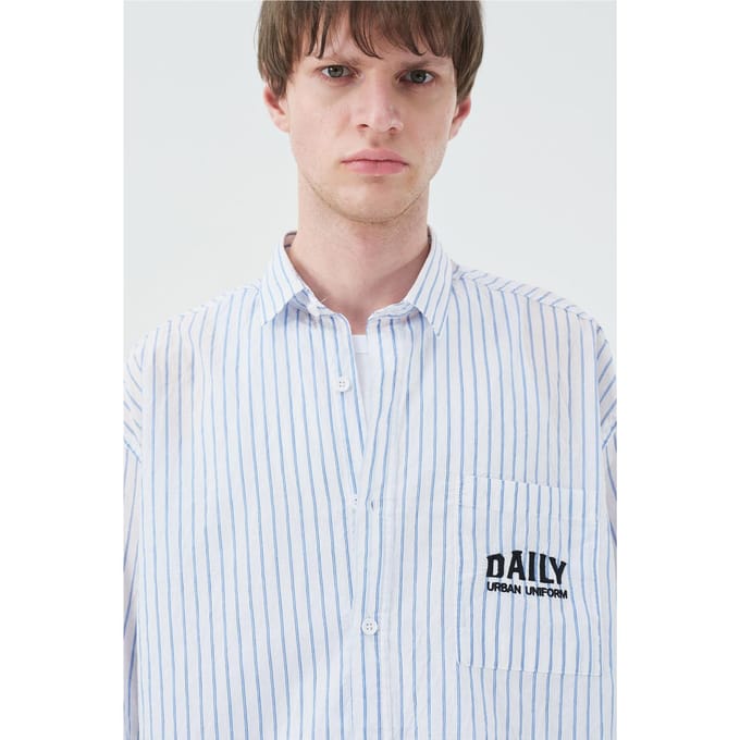 Gestreepte Lange Mouwen Shirt met Borduring