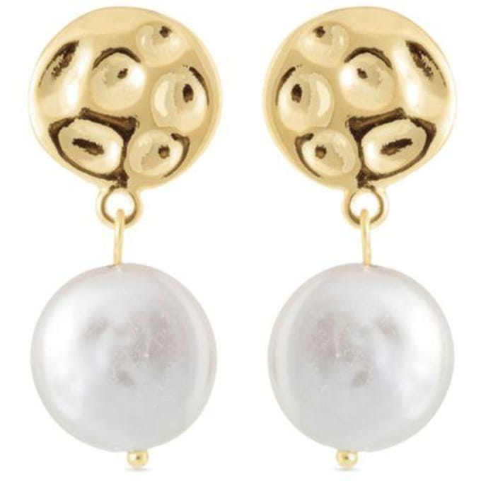 Boucles d'oreilles en perles blanches Luxenter finies et plaqué or 18k - Durdana blanc