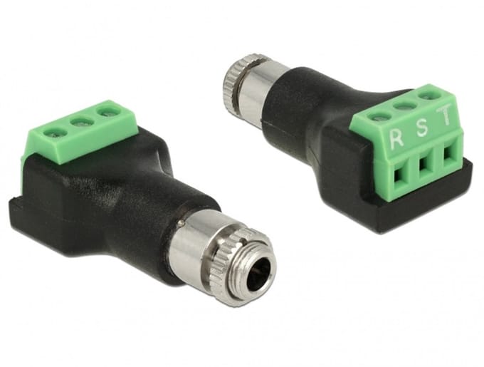 Delock Terminal block 3 pin > stereo jack female 3.5 mm for installation