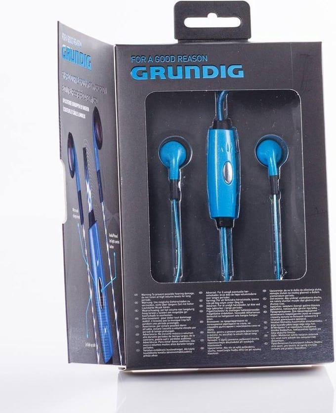 Oortelefoon glow led blauw & Rood Grundig Cb met mic inc usb-kabel