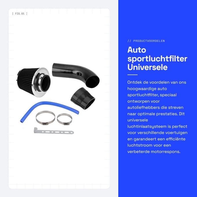 Dailygoods - Auto sportluchtfilter - Universele luchtkoeling - Verhoogd vermogen - 76 mm - Koolstofvezel luchtinlaatsysteem - Voor optimale prestaties...