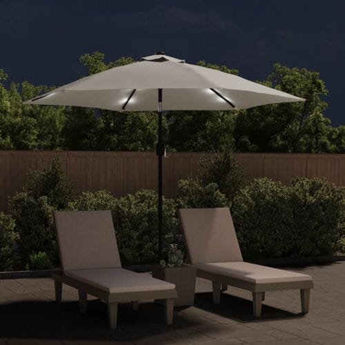 vidaXL - Zweefparasol - met - LED - 3 - m - zandwit