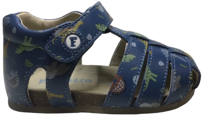 Falcotto - Alby - Mt 21 - velcro lederen sandalen- dino - blauw/multi