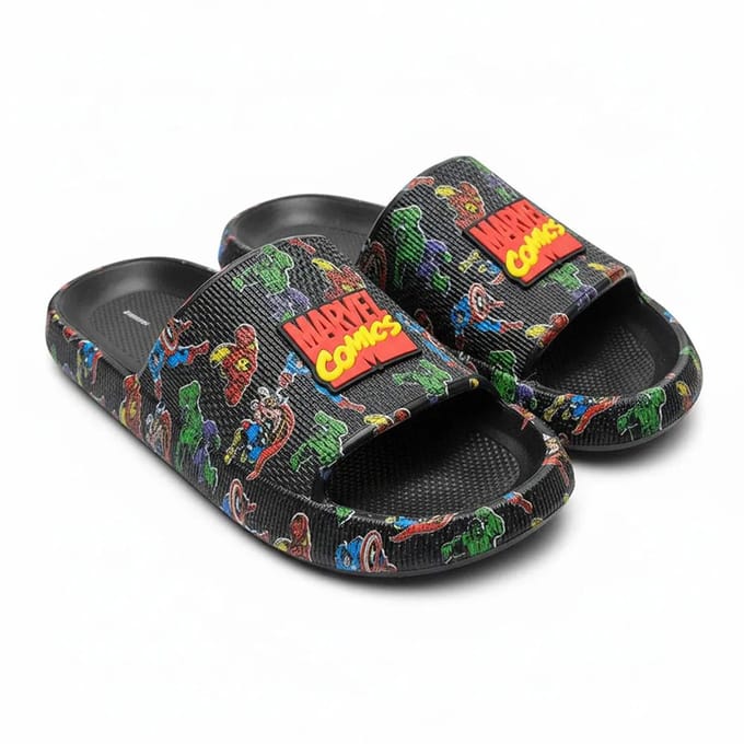 Marvel Comics Badslippers Jongens - Comfortabele Zwembad Slippers met Antislip Zool - Zwart