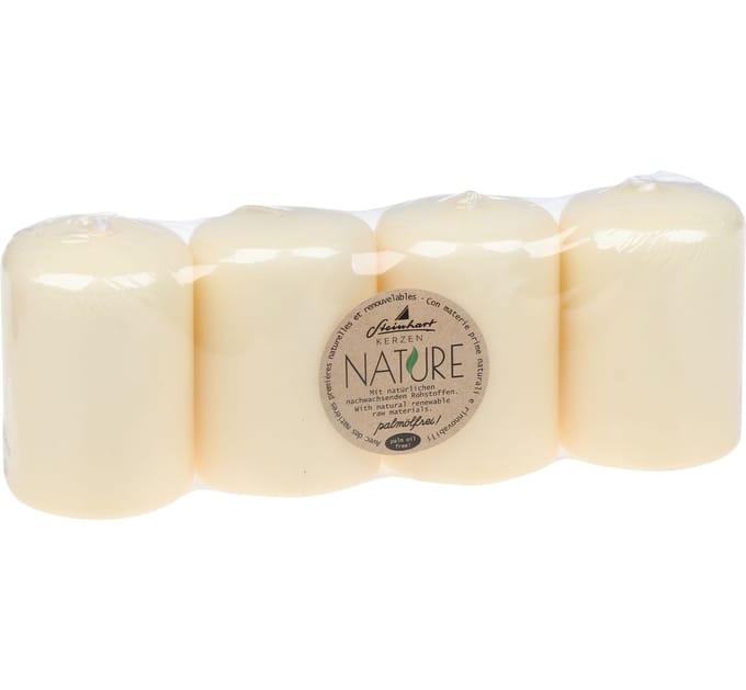 Stompkaarsen "Nature", 4‑pack - Créme