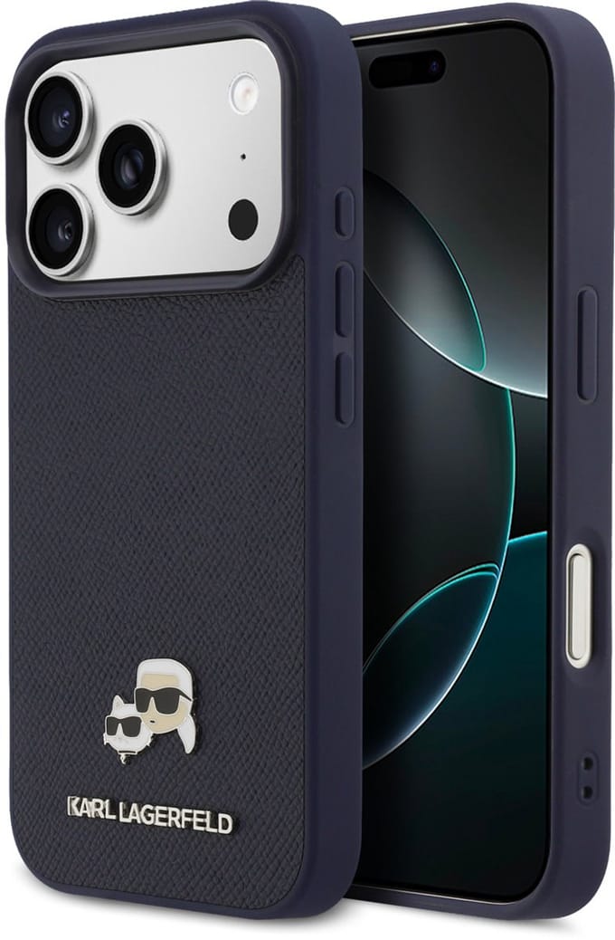 Karl Lagerfeld - hoesje voor iPhone 17 Pro Max - MagSafe Saffiano Leather K&C Head Logo - Navy
