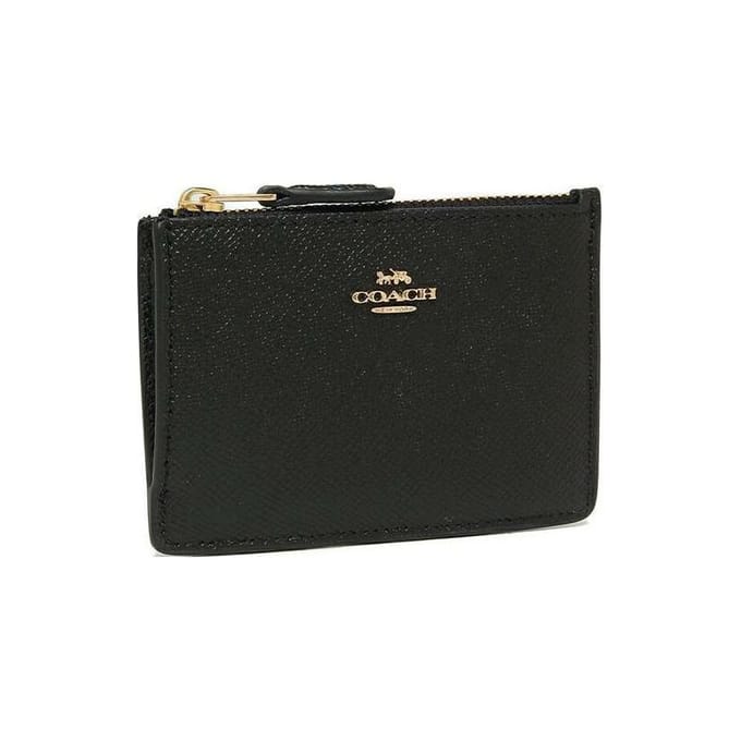 Coach Skinny ID Case Effen Kleur Leer Kaarthouder Mini Dames Kaarthouder Zwart 57841-LIBLK Basic Set (Bag+Dust Bag) black