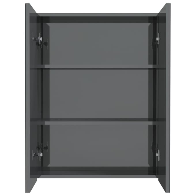vidaXL - Badkamerkast - met - spiegel - 60x15x75 - cm - MDF - glanzend - grijs