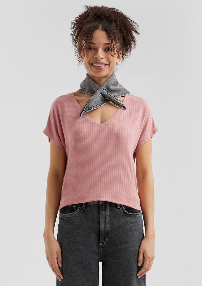 Q/S designed by - Dames t-shirt - Maat S - Vrouwen - Roze - Viscose