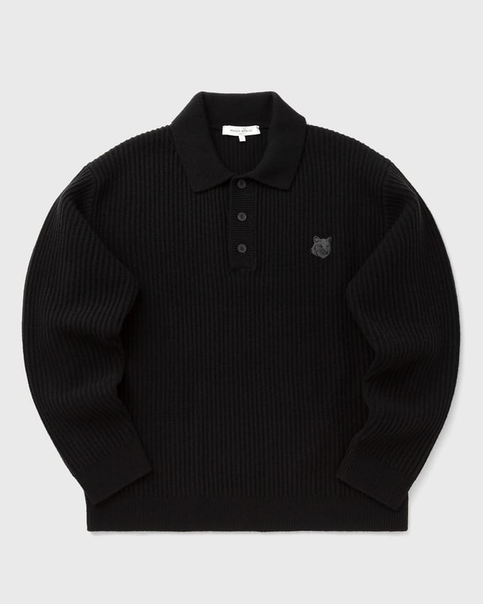 FOX HEAD WOOL RIBBED POLO JUMPER