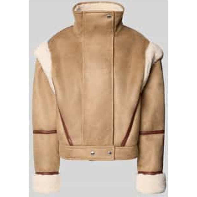 Regular fit kunstleren jack met afneembare platte kraag model 'CHEERLEA'