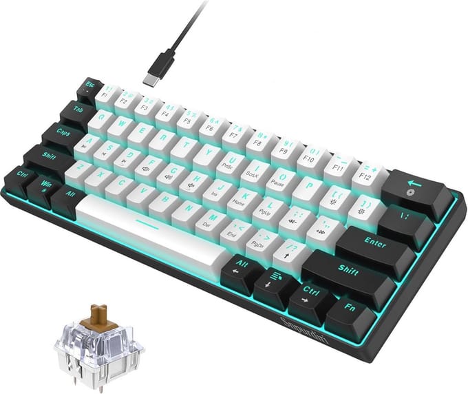Mechanisch Gamingtoetsenbord 60% met Anti-Ghosting en LED Verlichting