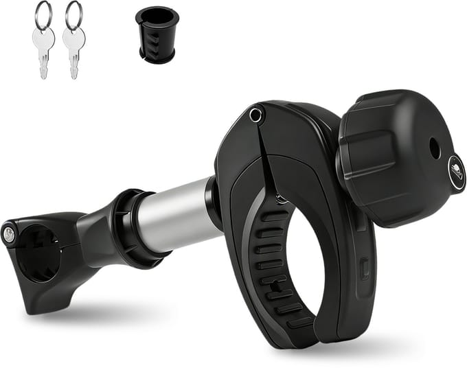Zilveren Framehouder Fietsendrager Afsluitbaar – 26 cm – Voor Eerste Fiets – Universele Fietsklem Caravan & Camper