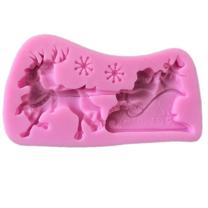 Kerstman Slee Eland Taartvorm Siliconen Decoratievorm Kerst Chocolade Koekjes pink