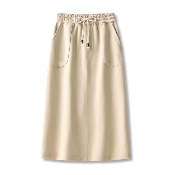 Casual Sport Trekkoord Strik Elastische Taille Achter Split Rok M gray
