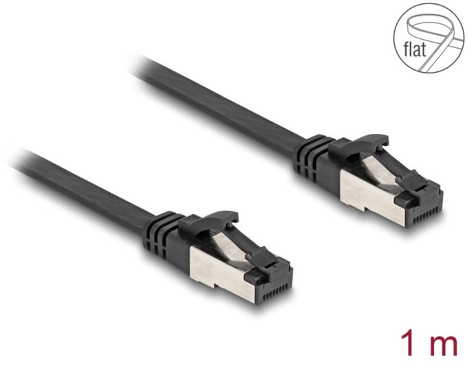 Delock RJ45 Flat Patch Cable plug to plug Cat.8.1 flexible 1 m black
