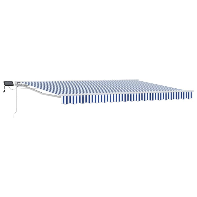 vidaXL - Handbediende - luifel - met - LED's - Blauw - en - Wit - 4 - × - 3,5 - m