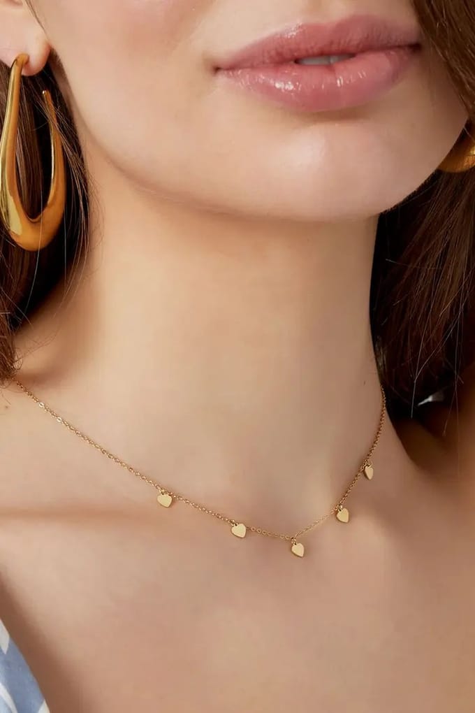 simple necklace with heart pendants - kettinkje hartjes