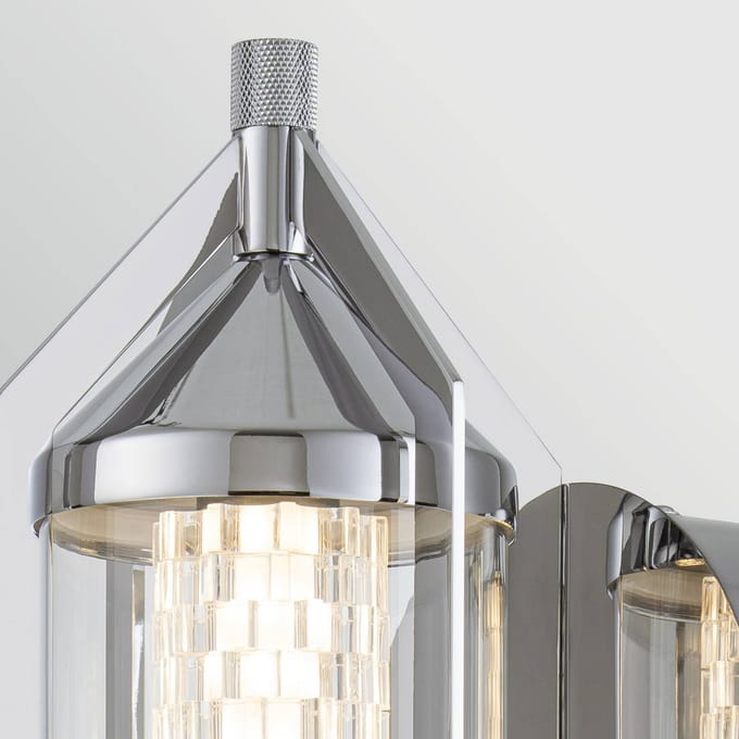Quintiesse LED wandlamp ESPADA, gepolijst chroom, Ø 16 cm, metaal IP44