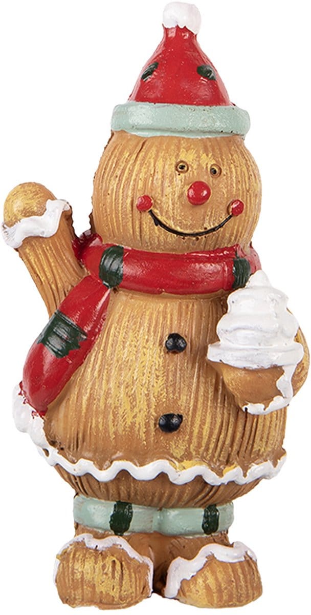 Clayre & Eef Kerstdecoratie Beeld Gingerbread man 5x4x9 cm Bruin Kunststof