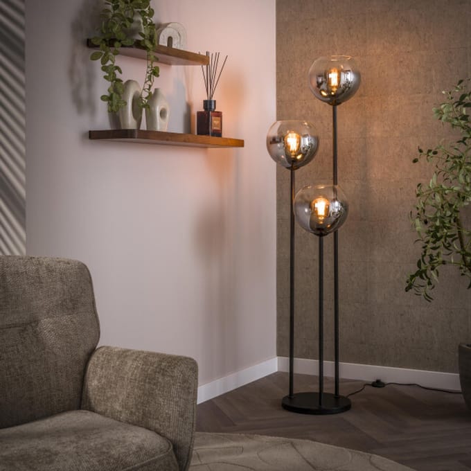 Hoyz Collection - Vloerlamp Bubble Shaded 3-lichts - Artic Zwart