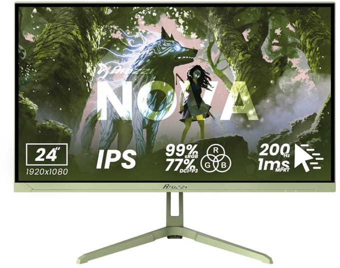 Arozzi Nova 24" Gaming Monitor - Full HD IPS - 200Hz - Bosgroen